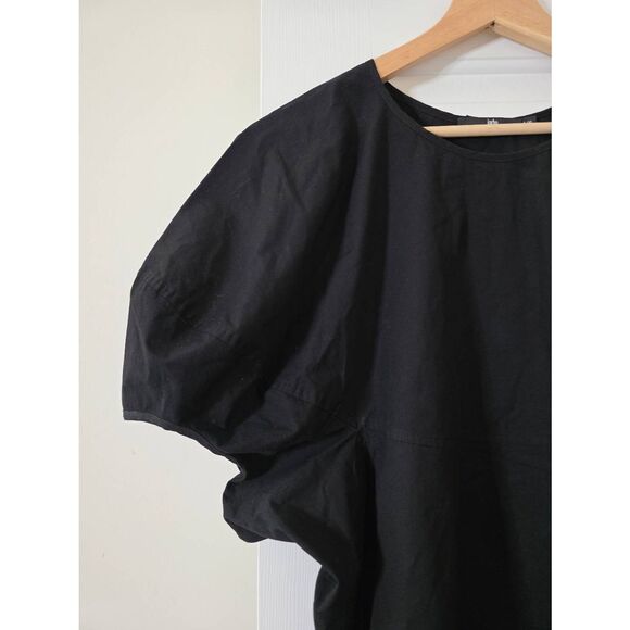 JARBO CERCHI SHORT SLEEVE BLOUSE IN ITALIAN COTTON L/XL BLACK $298 - Picture 6 of 8